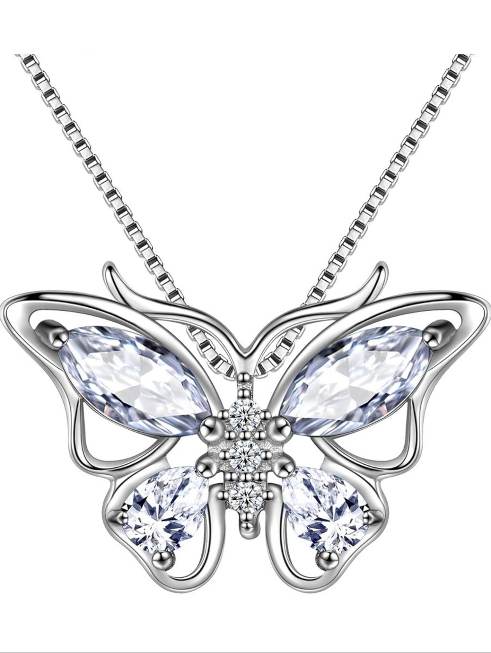 Sterling Silver Butterfly Pendant Necklace in Silver